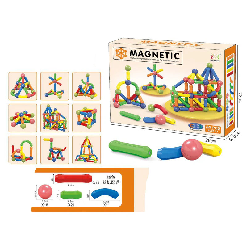 Kids Magnetic Building Blocks Set – Educational Magnet Sticks & Ball Rod Toys