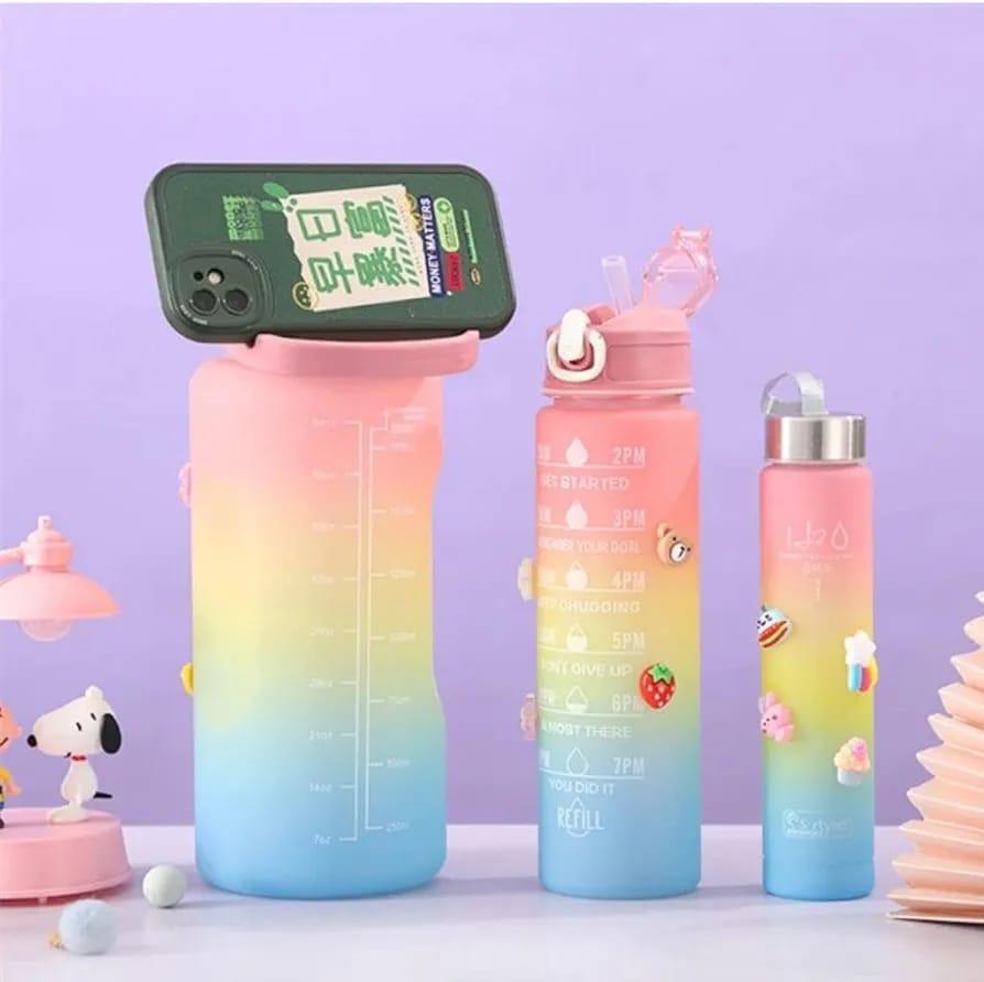 03 Pcs Set Motivational Water Bottle