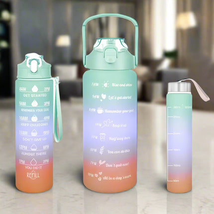 03 Pcs Set Motivational Water Bottle